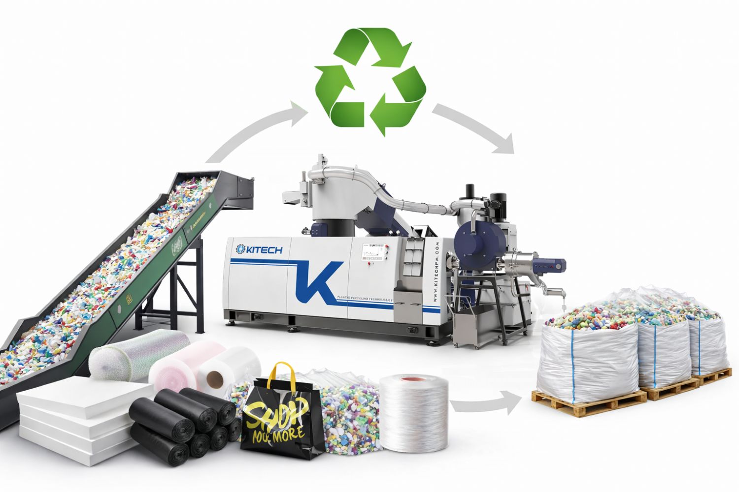 Hafif ve Hacimli Plastik At�klar� Geri D�n��t�rme Makinesi